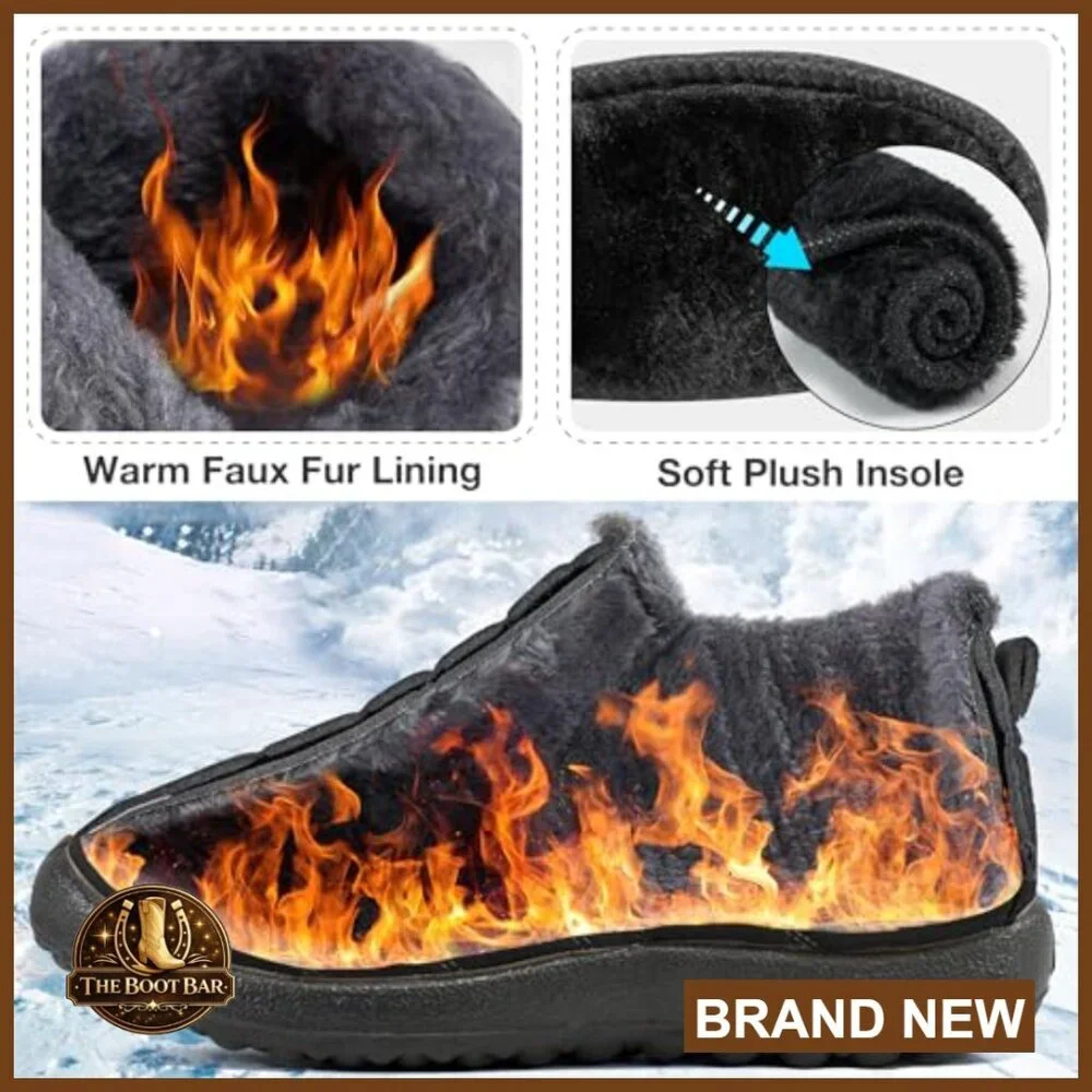 Waterproof Snow Boots Women's Slip-On Winter Booties Faux Fur Lined